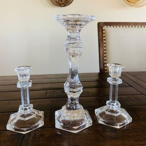 3pc taper glass candle holder set
